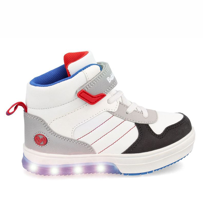 Zapatilla Niño Bubblegummers Luces Neon Blanco-Gris-7