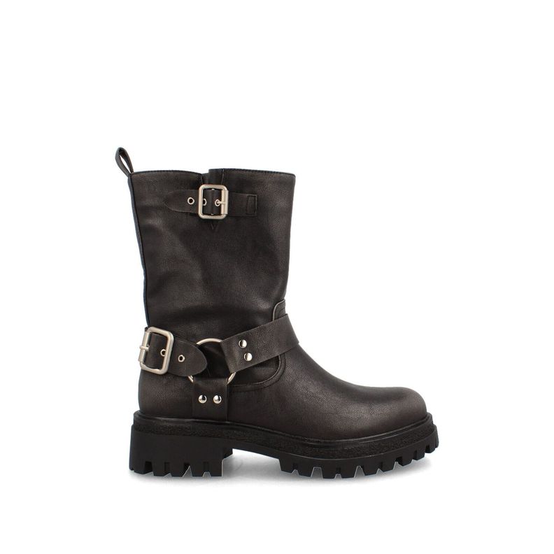 Botín Mujer Bata Red Label Biker Gris-0