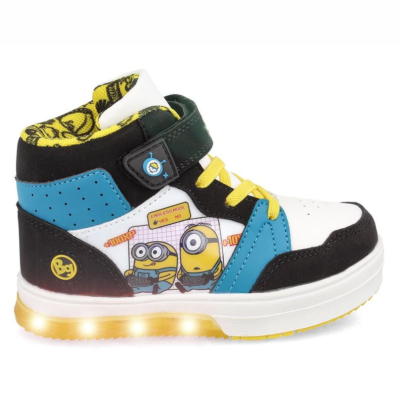 Zapatilla Niño Bubblegummers Minions Neon Negro-Azul-7