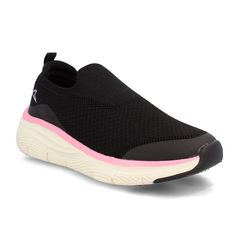 Zapatilla Mujer Power Helca Slip Negro-Rosado-1