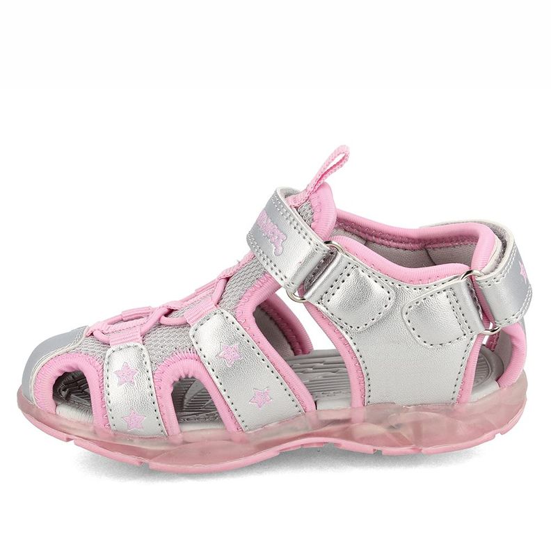 Sandalia  Niña Bubblegummers Unai Plateado-Rosado-1