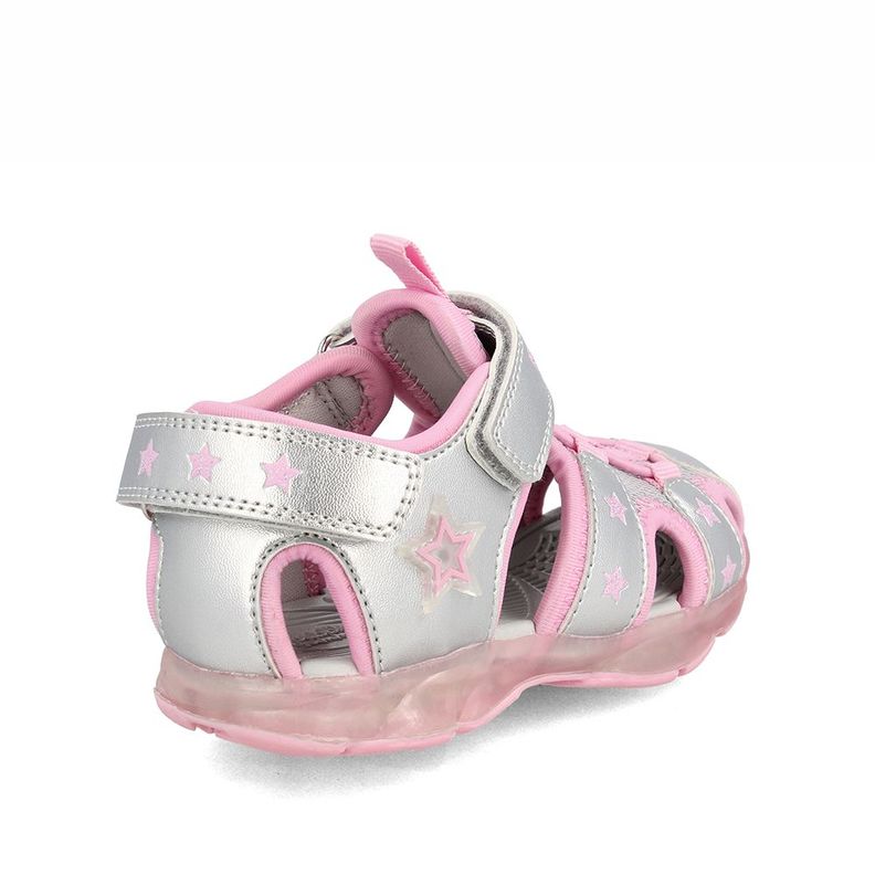 Sandalia  Niña Bubblegummers Unai Plateado-Rosado-3