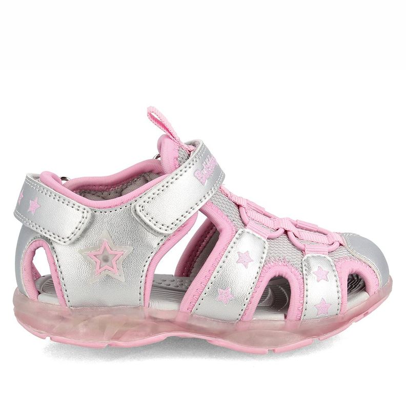 Sandalia  Niña Bubblegummers Unai Plateado-Rosado-4