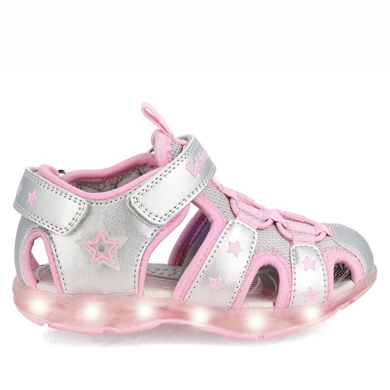 Sandalia  Niña Bubblegummers Unai Plateado-Rosado-7