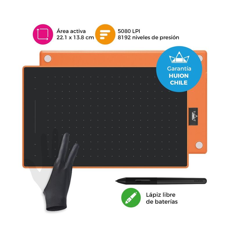 Tableta Gráfica Digitalizadora Huion RTM-500 Orange con Guante-1
