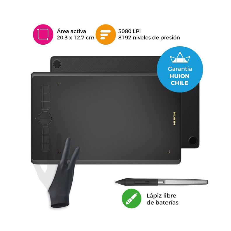 Tableta Gráfica Digitalizadora Huion H580X + Guante - TG-1