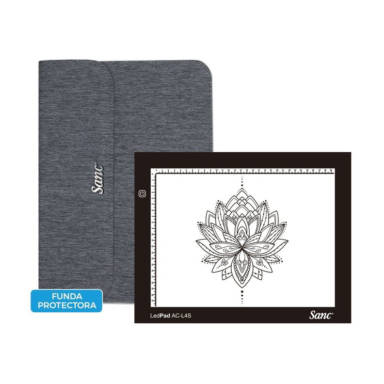 Tableta de Luz Led Sanc AC-L4S Black tipo Huion con Funda-0