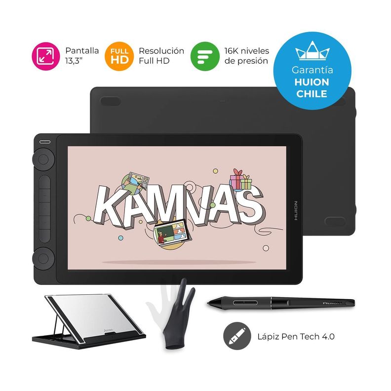 Tableta Gráfica Monitor Huion Kamvas 13 (Gen 3) Black con Stand - TG-1