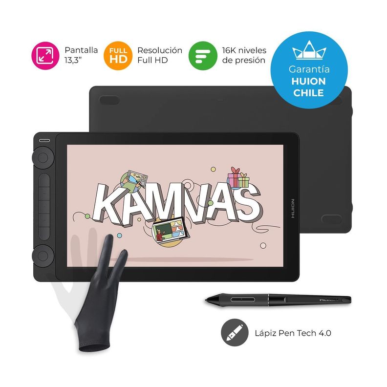 Tableta Gráfica Monitor Huion Kamvas 13 (Gen 3) Black Doble Dial - TG-1
