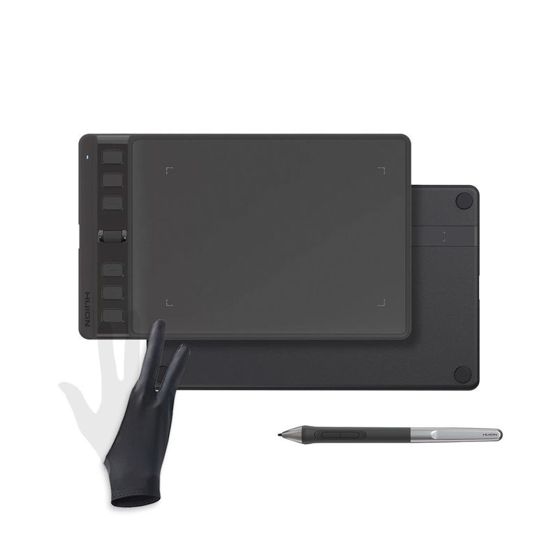 Tableta Gráfica Huion Inspiroy 2 S Black con Scroller y Guante - TG-0