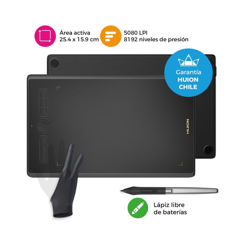 Tableta Gráfica Digitalizadora Huion H610X + Guante-1
