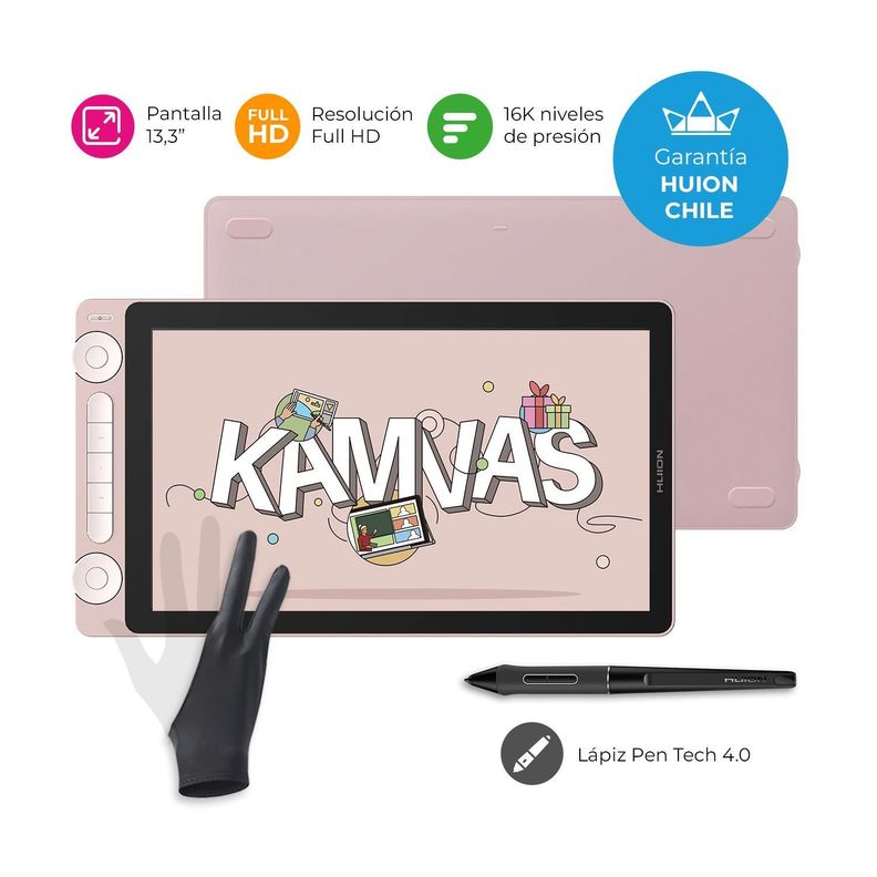 Tableta Gráfica Monitor Huion Kamvas 13 (Gen 3) Pink Doble Dial - TG-1