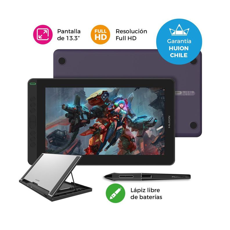 Tableta Gráfica Monitor Huion Kamvas 13 Purple con Stand - TG-1