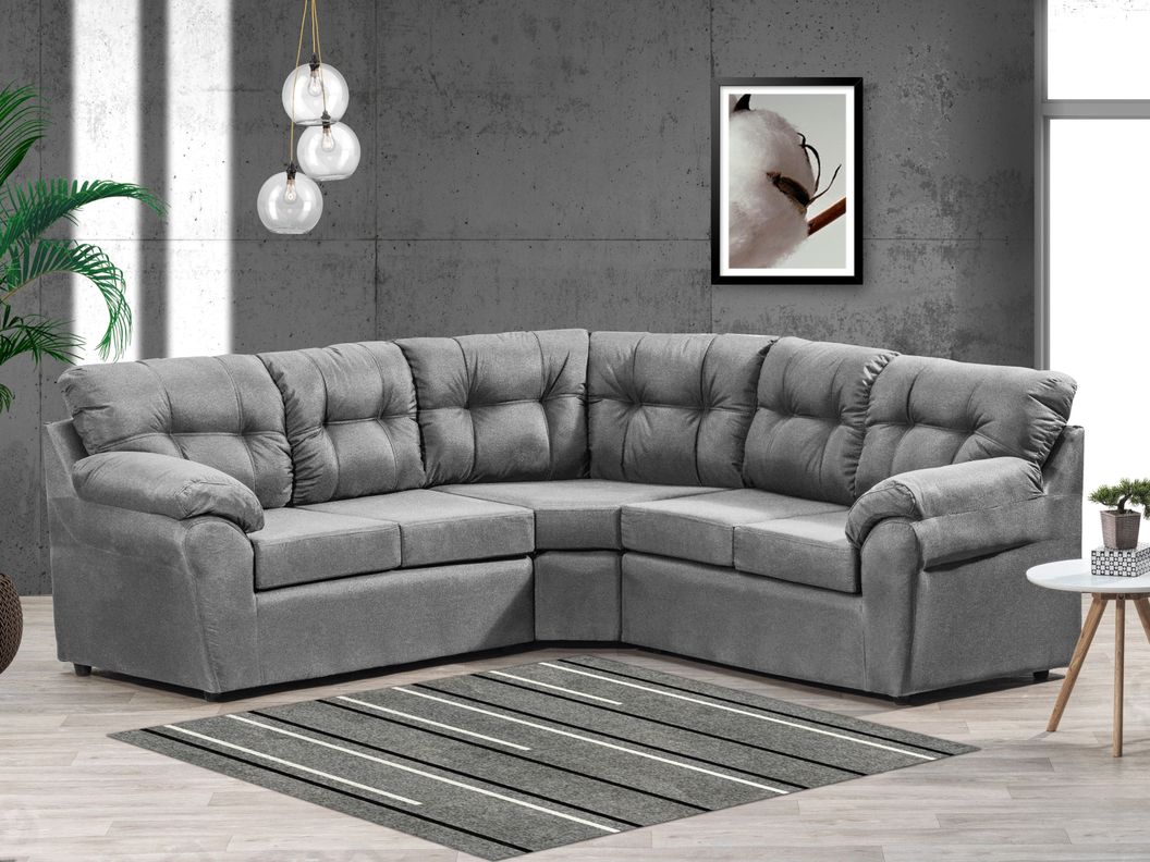 Seccional Polonia 2.1.2 en Tela Gris Claro - Diseño en U para Máximo Confort-5