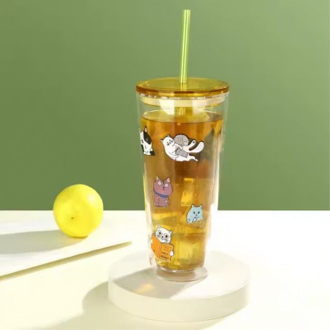 Vasos de Cristal con Tapa Ajustada Osito en la Bombilla T-00039-2-2