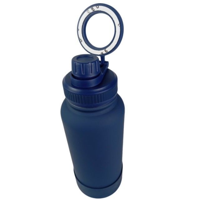 Botella Azul de Agua de Acero Inoxidable de 650ML con Soporte Magnético para Teléfono T-1004-0