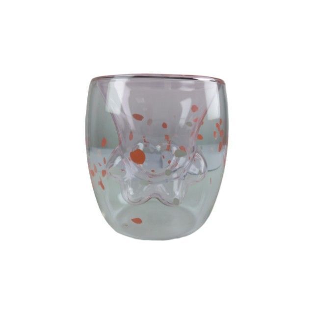 Taza Vaso Doble Vidrio Pata Gato Sakura T-00040-1-1