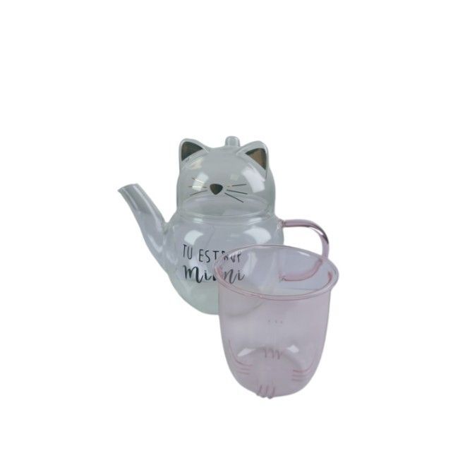 Tetera de Vidrio de Borosilicato Tipo Gato T-00037-1