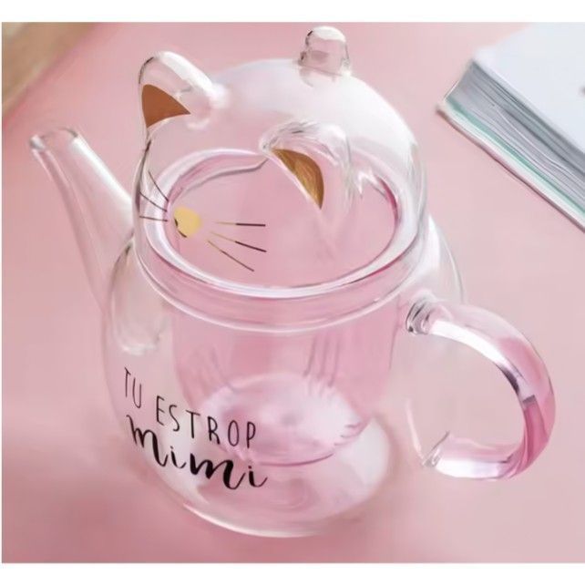 Tetera de Vidrio de Borosilicato Tipo Gato T-00037-3