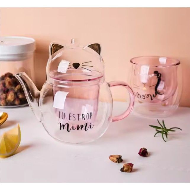Tetera de Vidrio de Borosilicato Tipo Gato T-00037-4