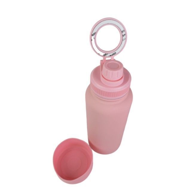 Botella Rosa de Agua de Acero Inoxidable de 650ML con Soporte Magnético para Teléfono T-1003-1