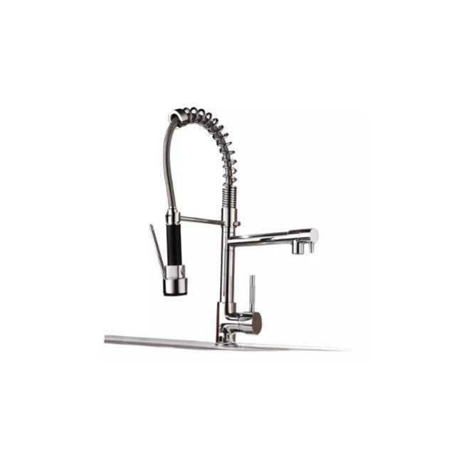 Llave Lavaplatos Monomando Plateada Doble Con Resorte A11740-0