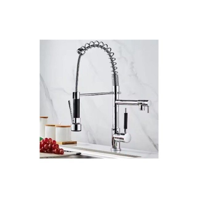Llave Lavaplatos Monomando Plateada Doble Con Resorte A11740-3