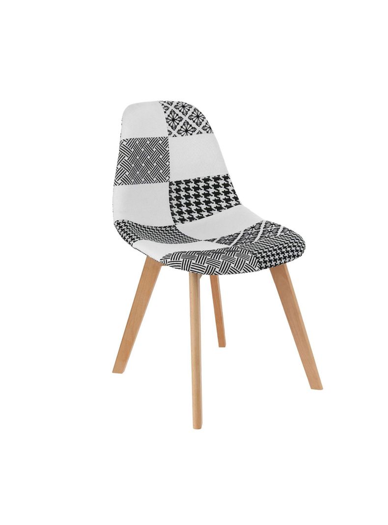 SILLA EAMES ESCANDINAVA CON RETAZOS DE TELA 80X54X47-0