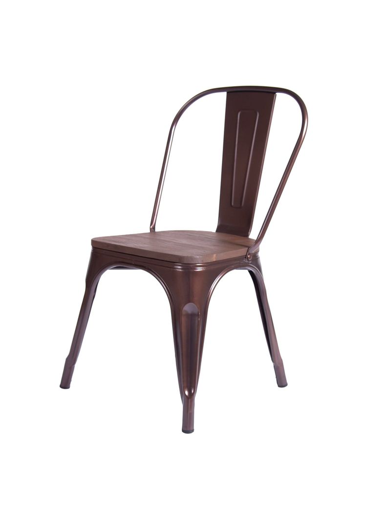 SILLA DE COMEDOR TOLIX C/ASIENTO DE MADERA CAFÉ-2
