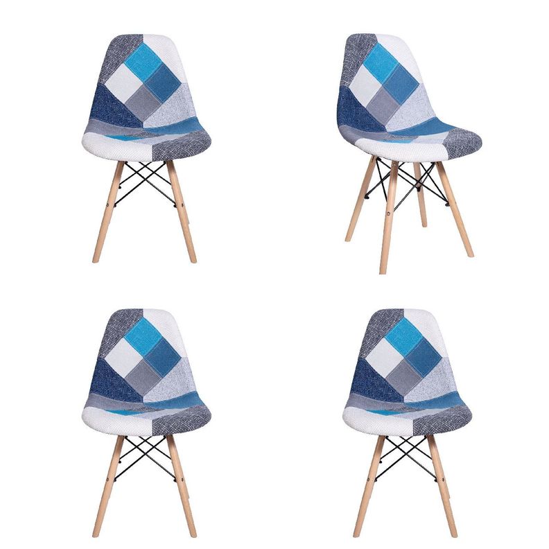 Pack x 4 Silla eames patchwork tonos azules-0