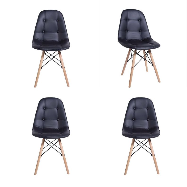Pack 4 sillas Eames acolchada negra-0