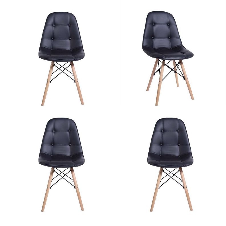 Pack 4 sillas Eames acolchada negra