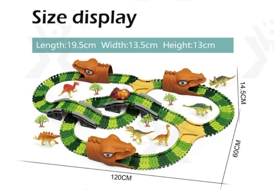 PISTA DINOSAURIO 268 PIEZAS JURASSIC TRACK AUTO CON LUCES-0
