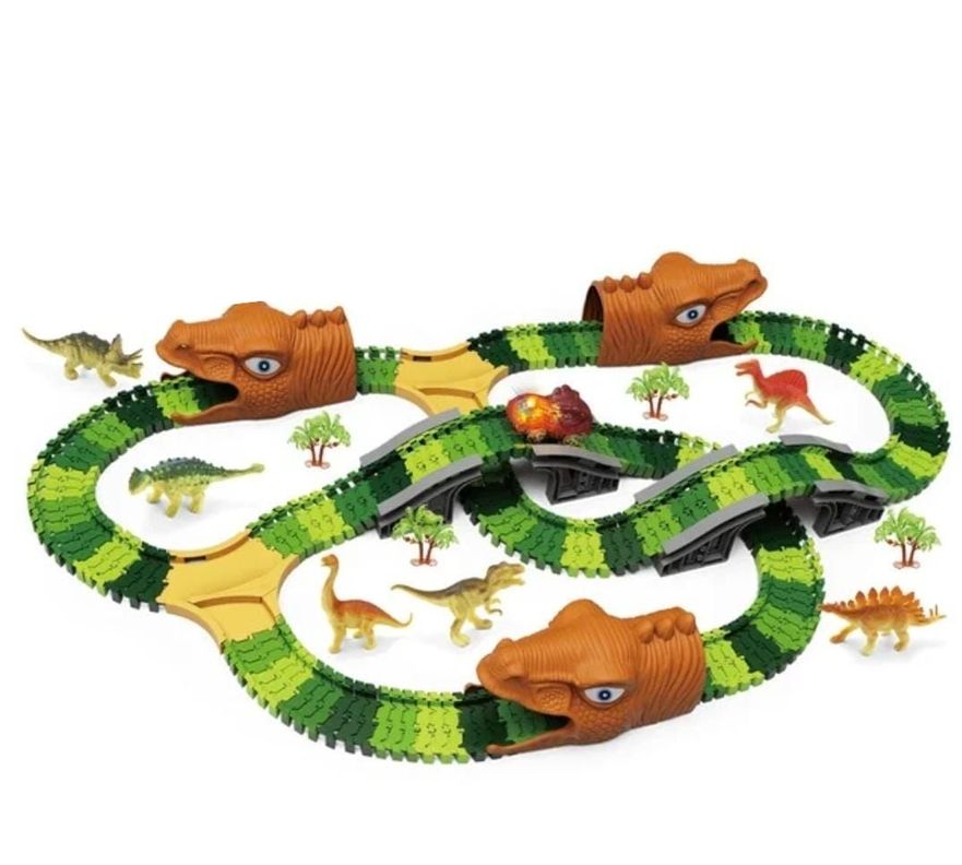 PISTA DINOSAURIO 268 PIEZAS JURASSIC TRACK AUTO CON LUCES-2