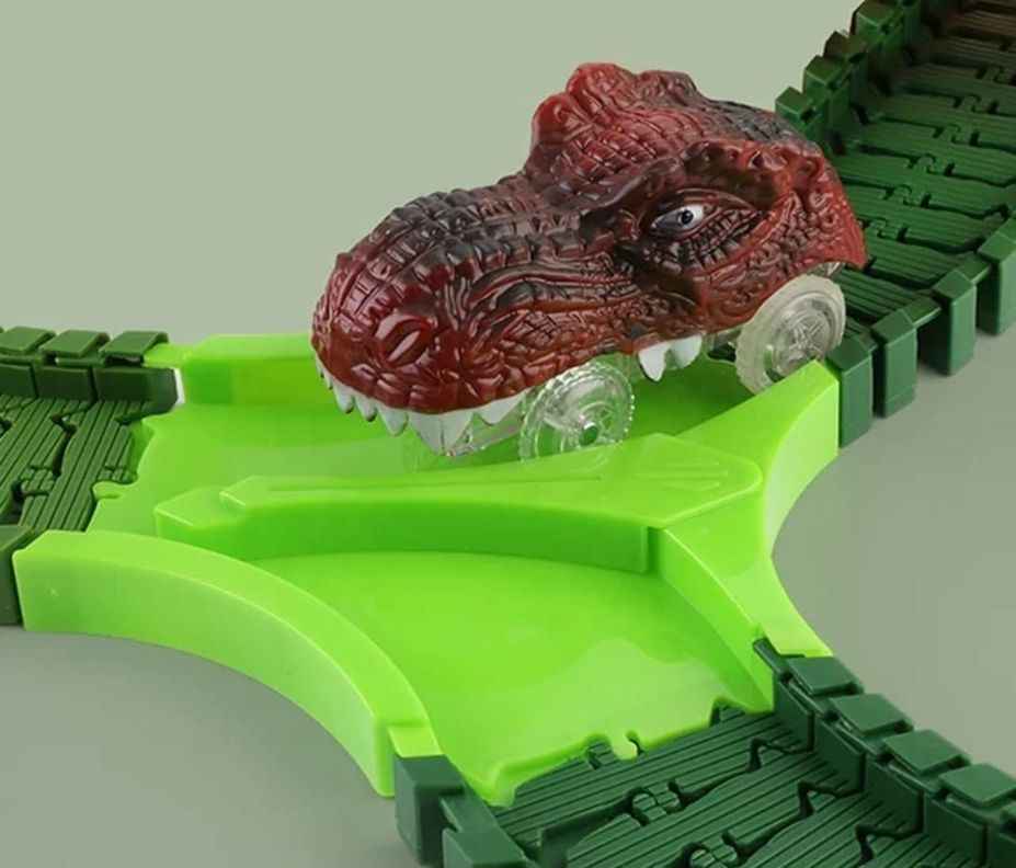 PISTA DINOSAURIO 268 PIEZAS JURASSIC TRACK AUTO CON LUCES-4