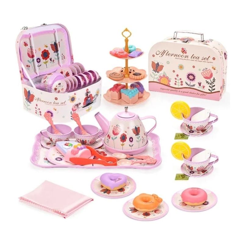 SET DE TAZAS DE TE, MALETA DE JUGUETE PARA NIÑAS ROSADA Maravillas
