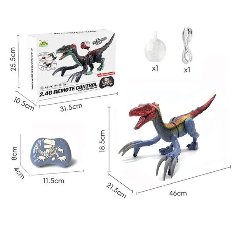 DINOSAURIO CONTROL REMOTO 2,4 RECARGABLE LUZ VAPOR SONIDO-6