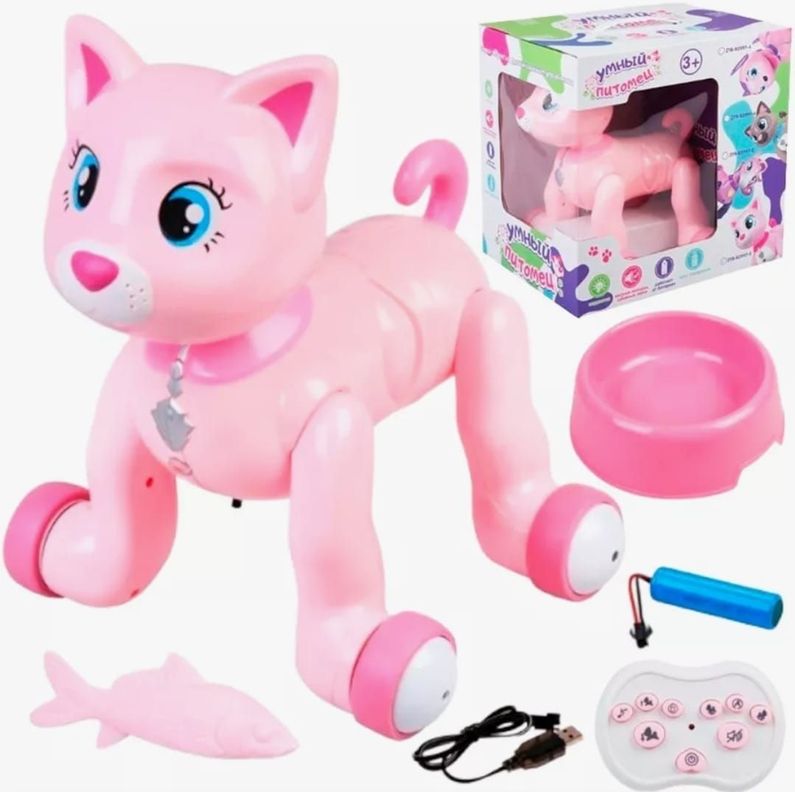 GATO ROBOT DE JUGUETE CONTROL REMOTO CON LUZ, MUSICA Y SONIDO-0