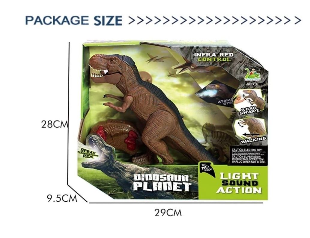 DINOSAURIO CONTROL REMOTO TIRANOSAURIO REX LUZ VAPOR SONIDO-1