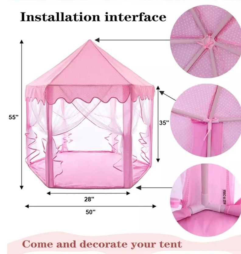CARPA CASTILLO DE PRINCESA PARA NIÑAS PORTATIL ROSADO-4
