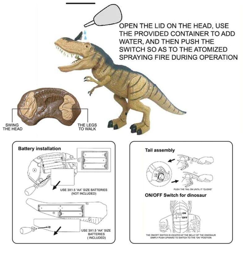 DINOSAURIO CONTROL REMOTO GRAN TIRANOSAURIO REX LUZ VAPOR-5