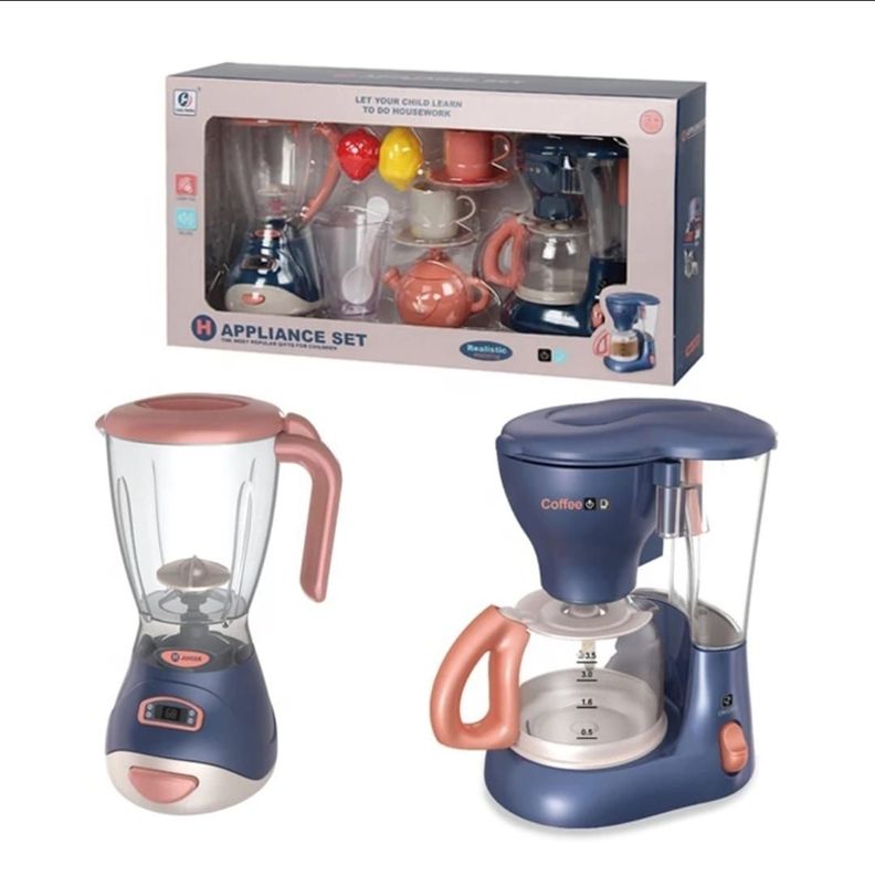 SET DE COCINA DE JUGUETE, LICUADORA Y CAFETERA CON LUCES Y SONIDO