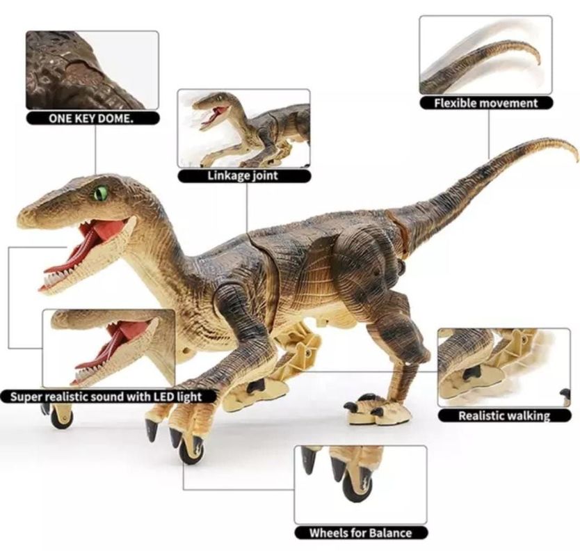 DINOSAURIO CONTROL REMOTO 2,4 GHZ. VELOCIRAPTOR RECARGABLE-5