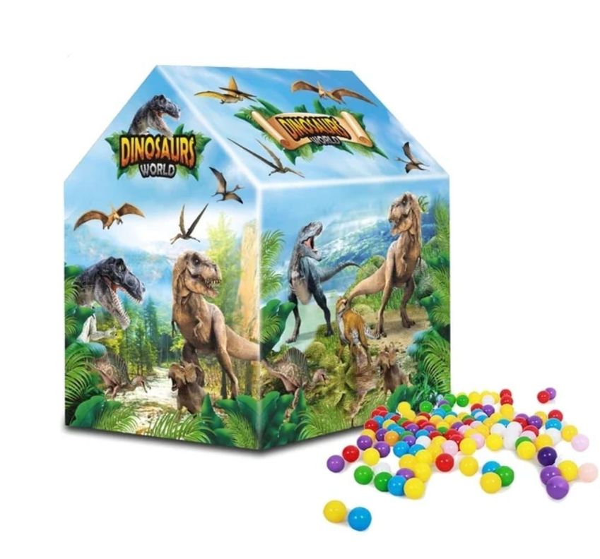 CARPA DINOSAURIOS ARMABLE DE JUGUETE CON 50 PELOTAS-0