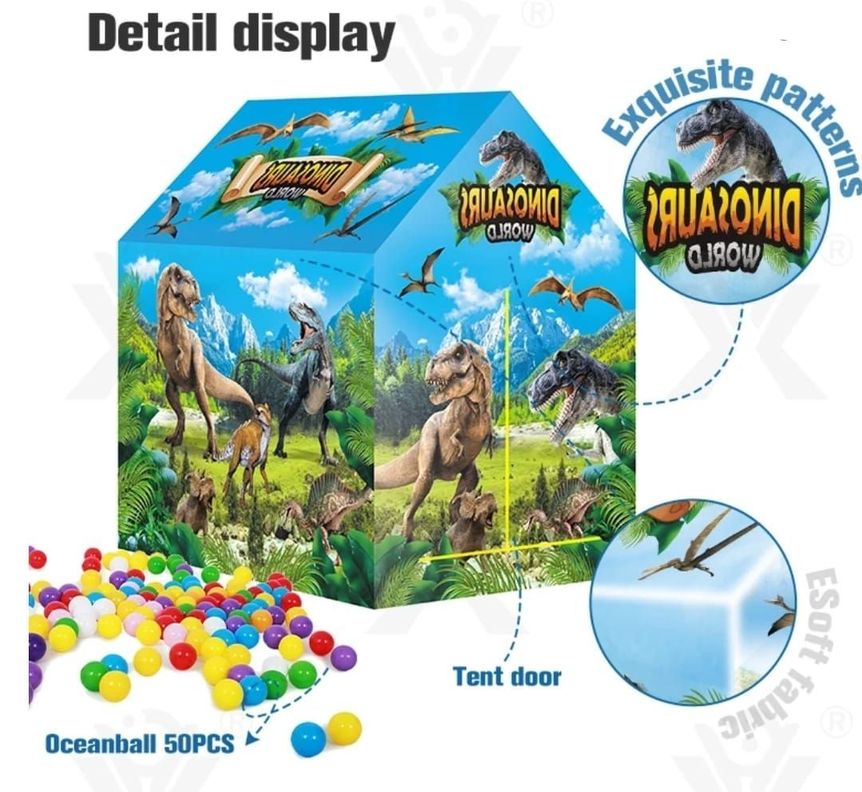 CARPA DINOSAURIOS ARMABLE DE JUGUETE CON 50 PELOTAS-2
