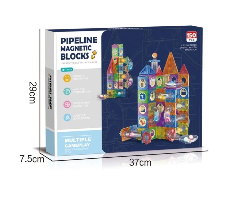 BLOQUES MAGNETICOS DE CONTRUCCION CON PISTA PARA PELOTAS 150 PIEZAS