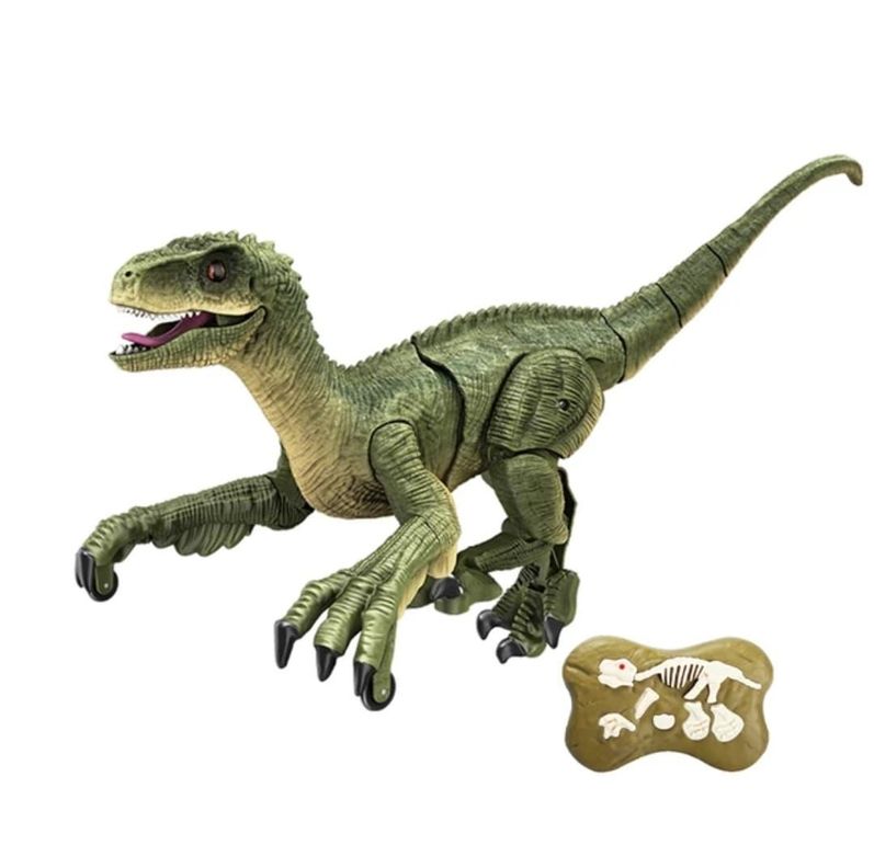 DINOSAURIO CONTROL REMOTO VELOCIRAPTOR LUCES Y SONIDO-0