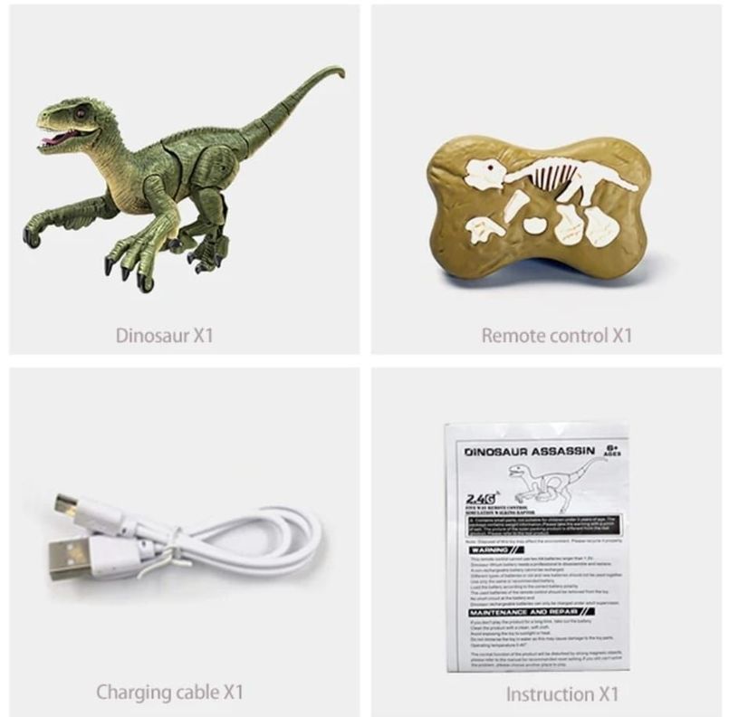 DINOSAURIO CONTROL REMOTO VELOCIRAPTOR LUCES Y SONIDO-4
