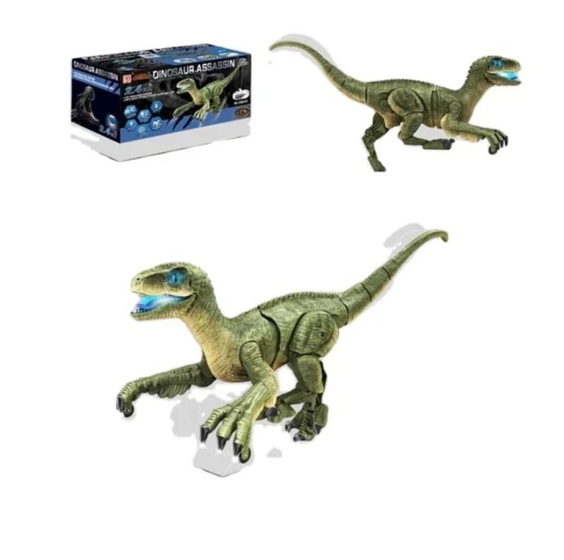 DINOSAURIO CONTROL REMOTO VELOCIRAPTOR LUCES Y SONIDO-5