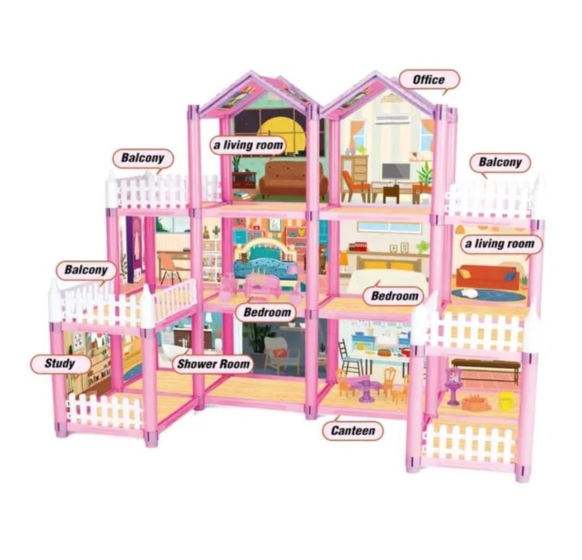 CASA DE MUÑECAS ARMABLE  234 PIEZAS CON MUÑECAS-1